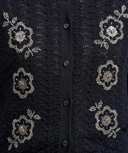 透視編織 珠片刺繡 夏季針織開衫