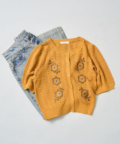 透視編織 珠片刺繡 夏季針織開衫