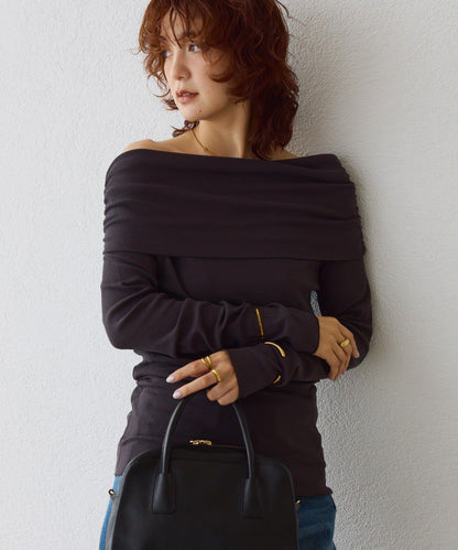 【女性化的透明感】紗質露肩套頭T恤/8月下旬發貨預定