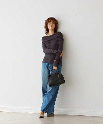 【女性化的透明感】紗質露肩套頭T恤/8月下旬發貨預定