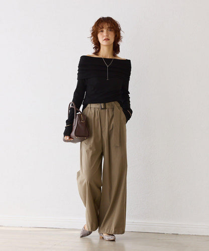 【女性化的透明感】紗質露肩套頭T恤/8月下旬發貨預定