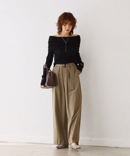 【女性化的透明感】紗質露肩套頭T恤/8月下旬發貨預定