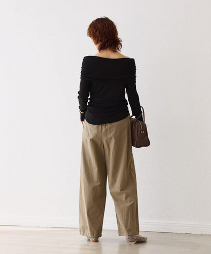 【女性化的透明感】紗質露肩套頭T恤/8月下旬發貨預定