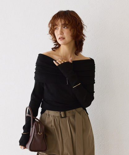 【女性化的透明感】紗質露肩套頭T恤/8月下旬發貨預定