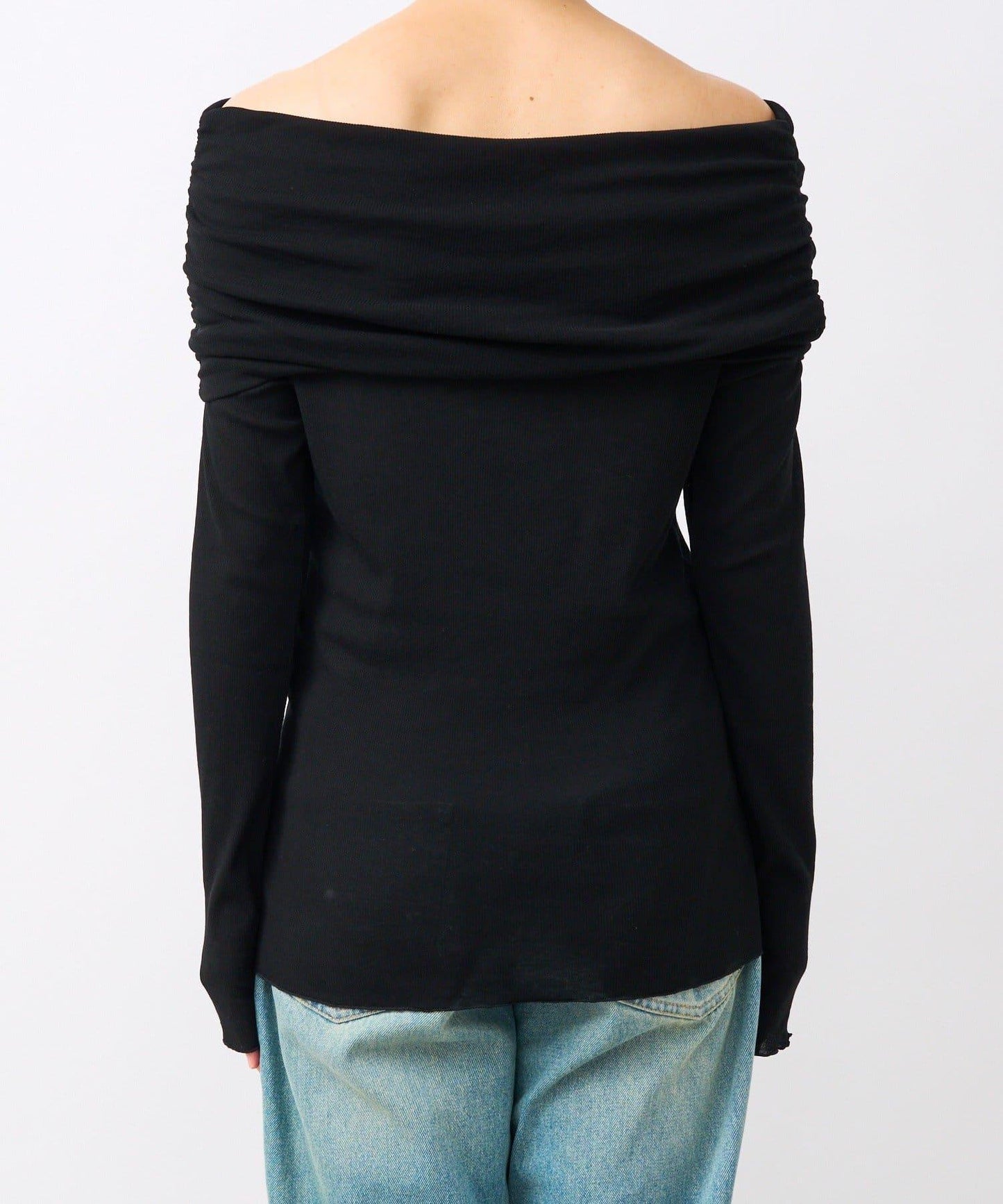 【女性化的透明感】紗質露肩套頭T恤/8月下旬發貨預定