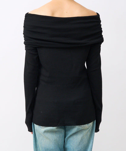 【女性化的透明感】紗質露肩套頭T恤/8月下旬發貨預定