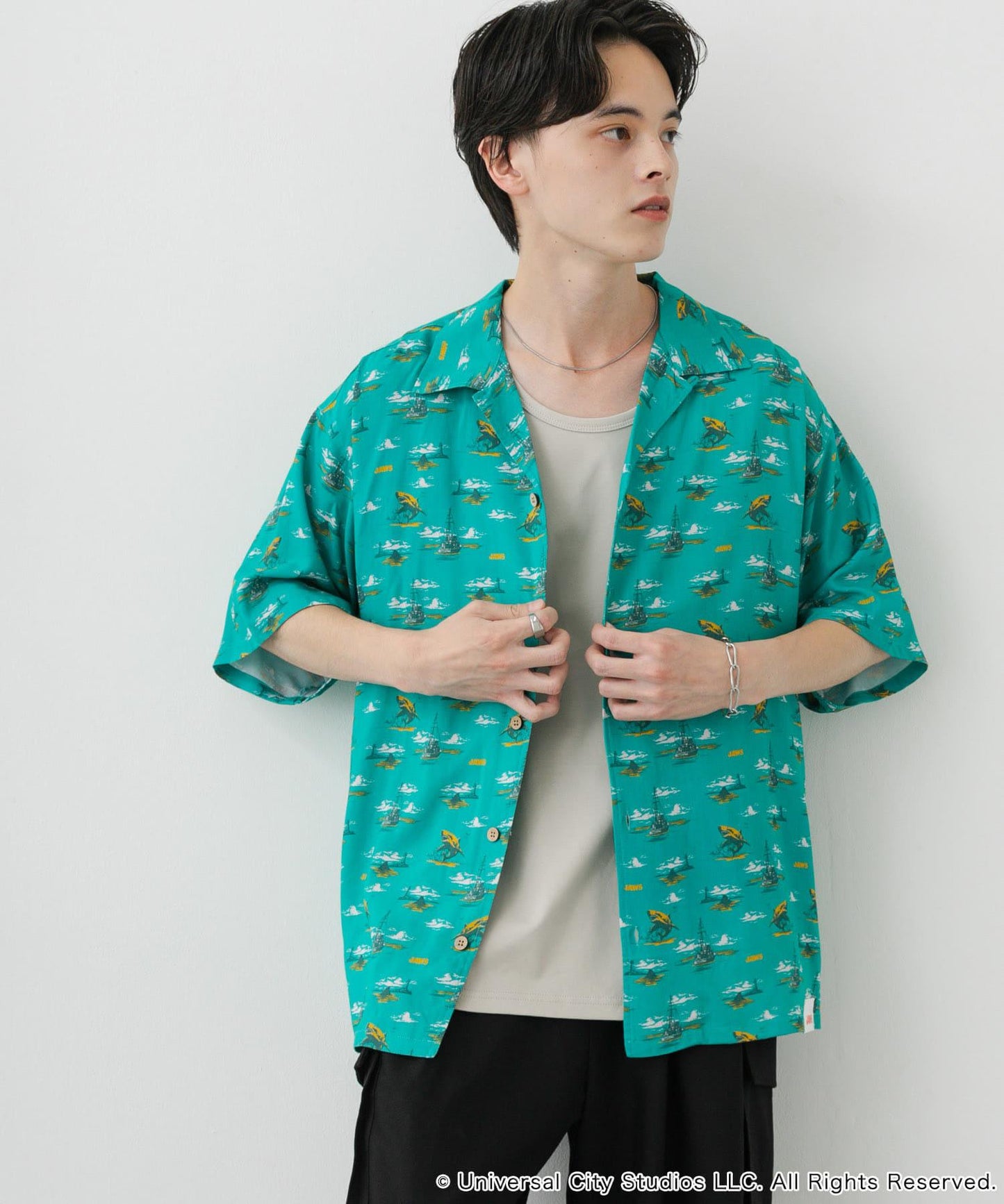 『聯名』JAWS×SENSE OF PLACE 全印花開領襯衫