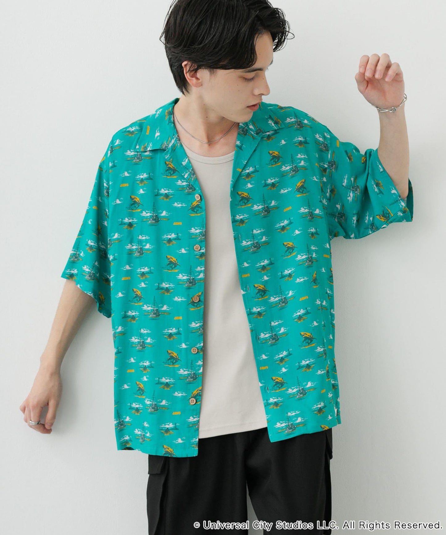 『聯名』JAWS×SENSE OF PLACE 全印花開領襯衫