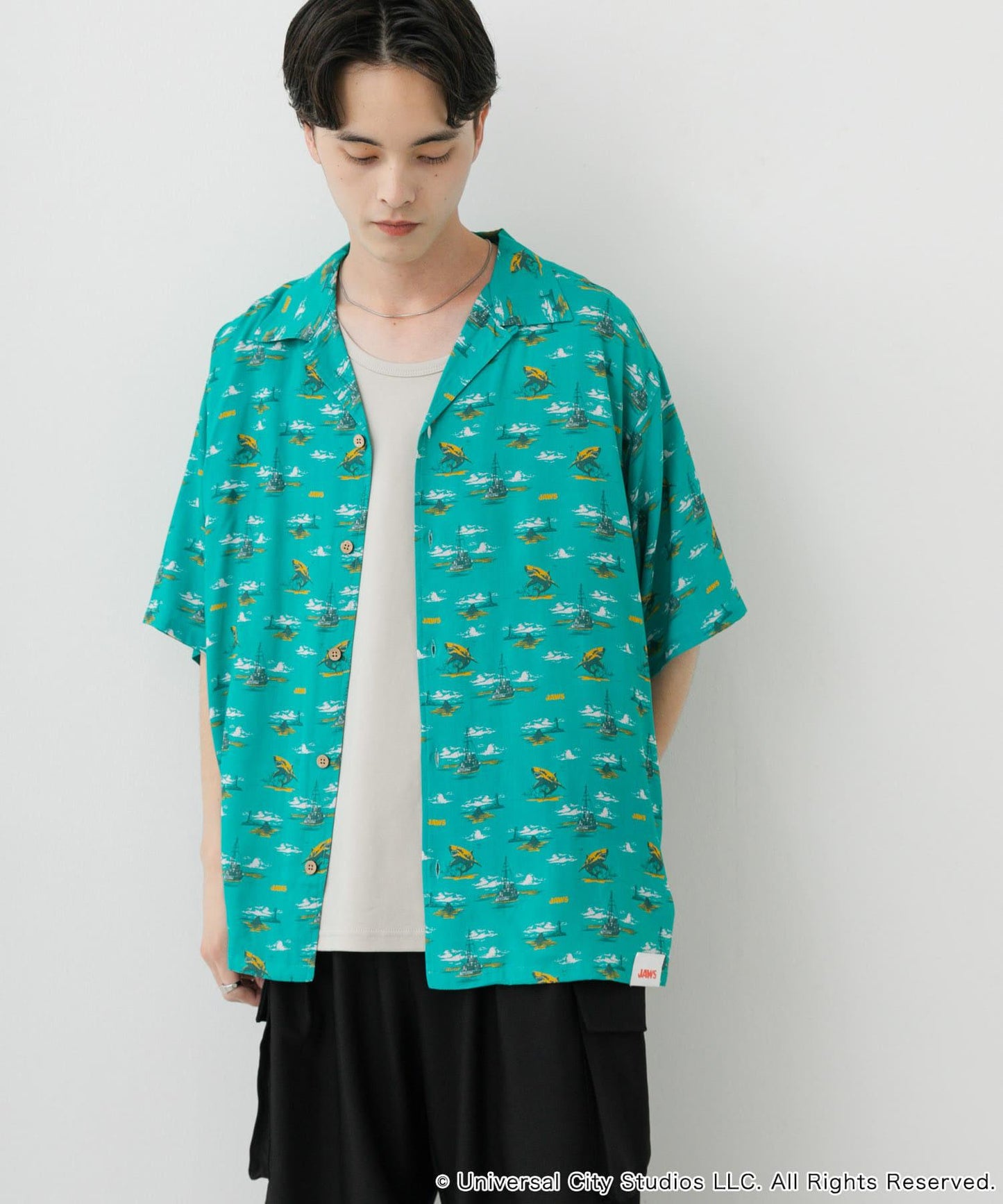 『聯名』JAWS×SENSE OF PLACE 全印花開領襯衫