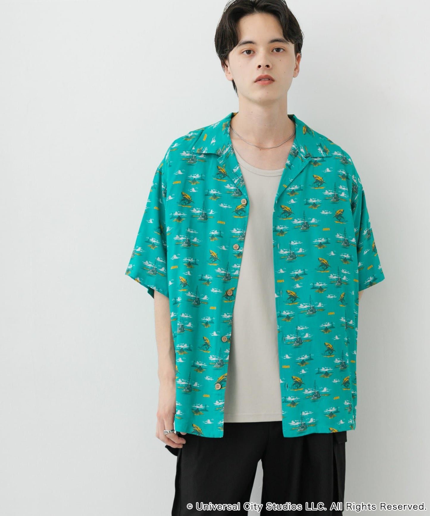 『聯名』JAWS×SENSE OF PLACE 全印花開領襯衫