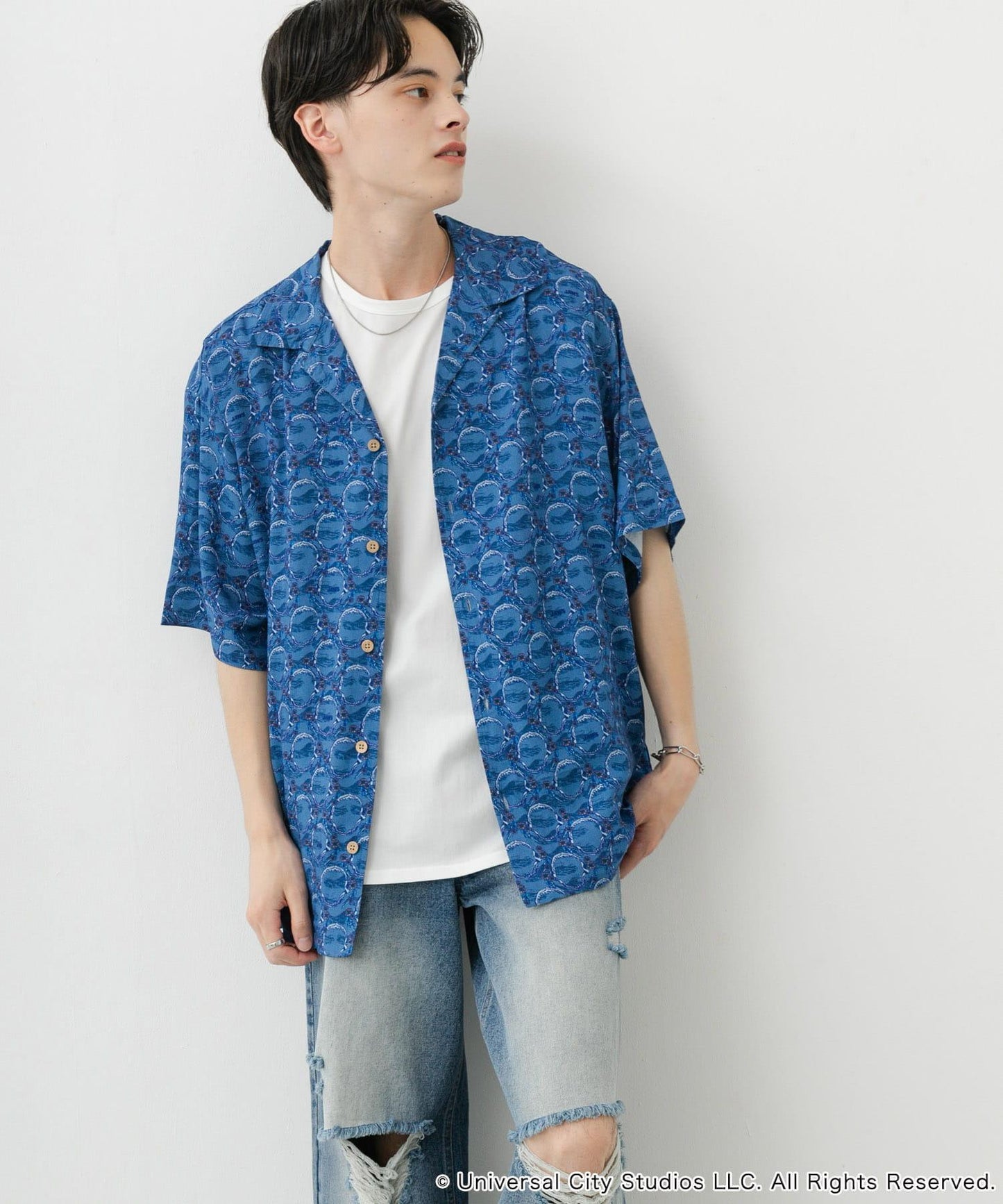 『聯名』JAWS×SENSE OF PLACE 全印花開領襯衫