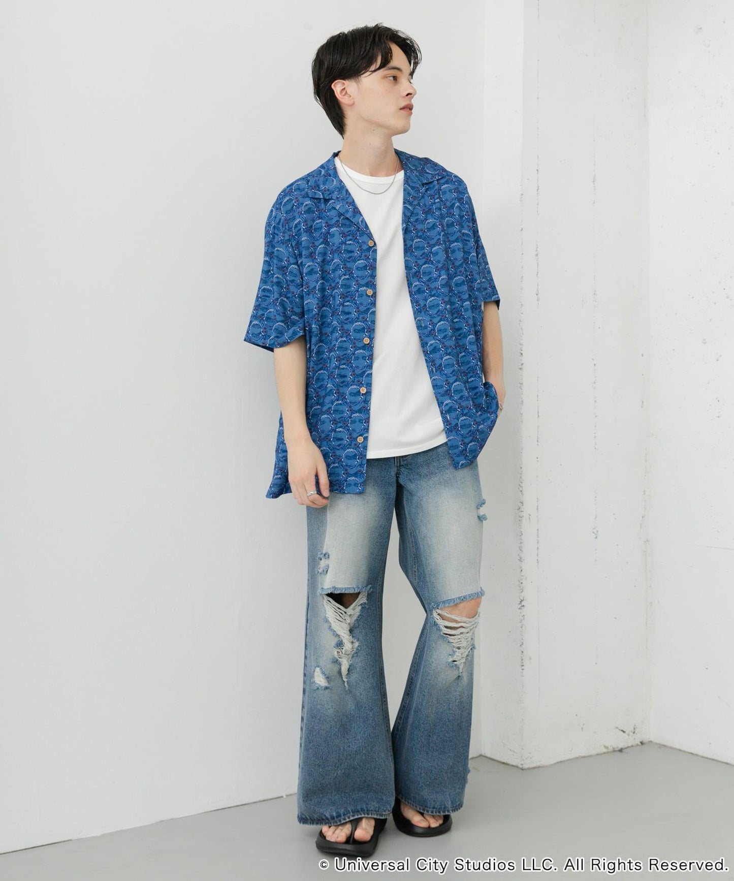 『聯名』JAWS×SENSE OF PLACE 全印花開領襯衫