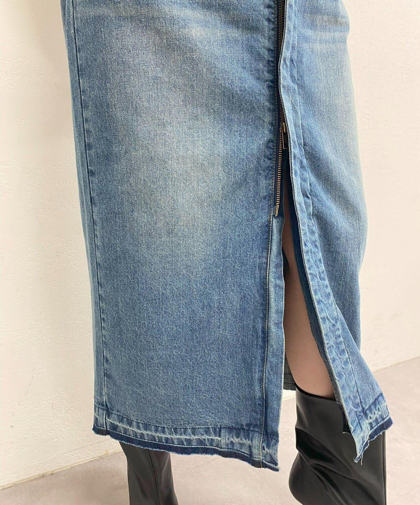 無領牛仔連衣裙