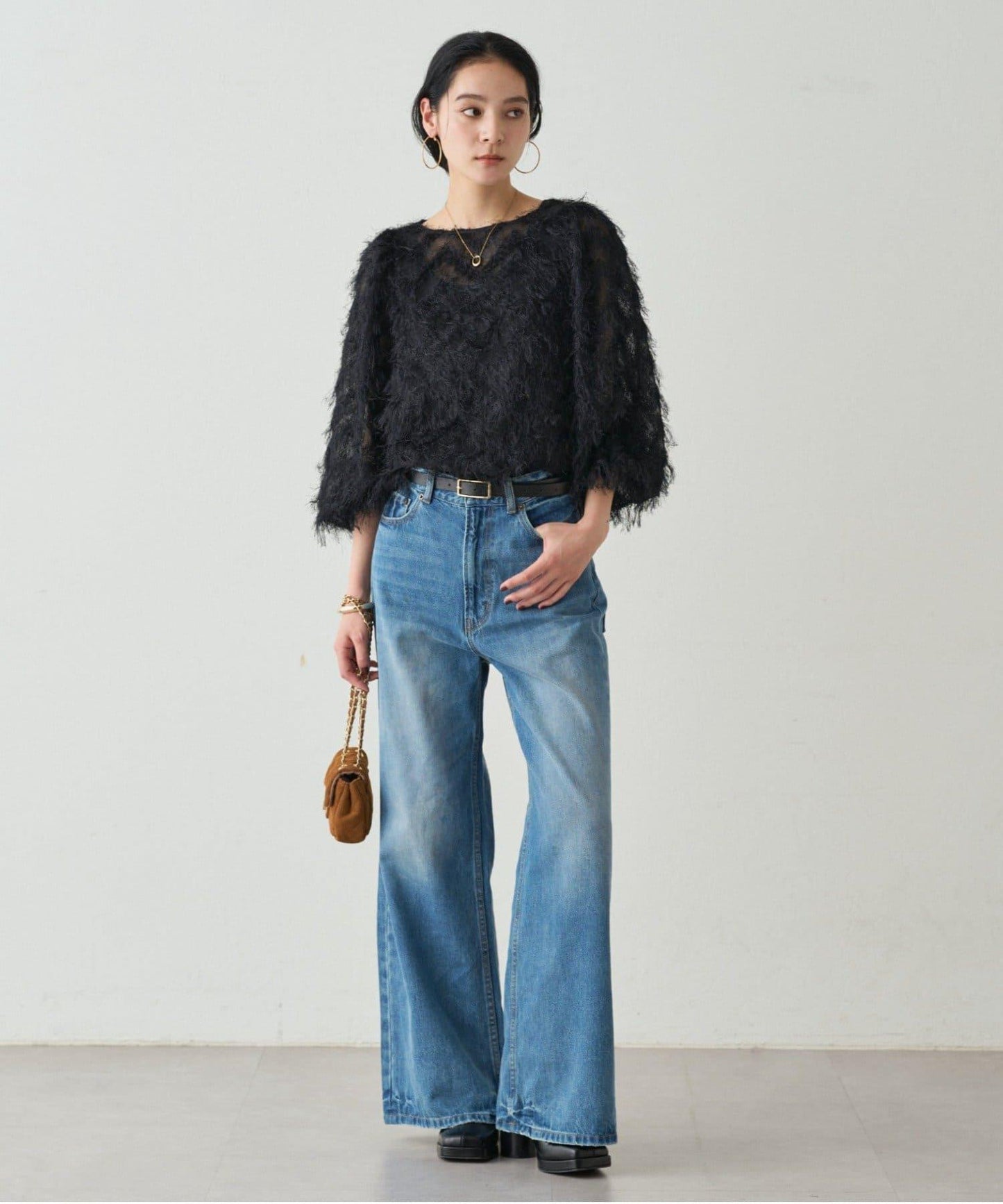 【Loungedress】提花羽毛襯衫