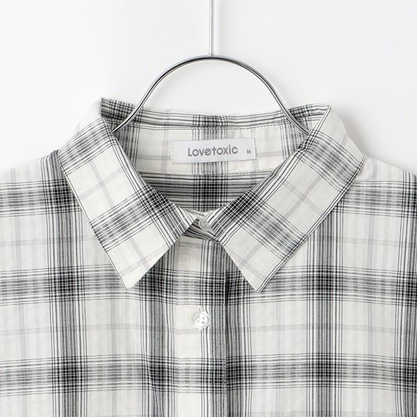 【純棉100%】格紋無袖抽繩襯衫