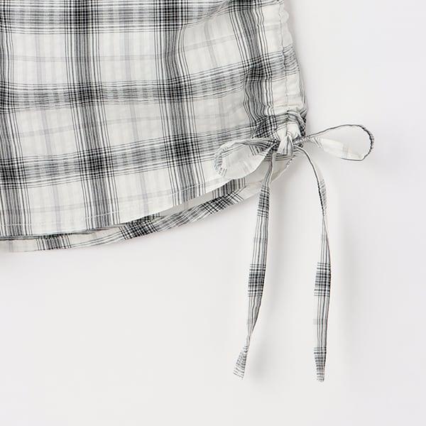 【純棉100%】格紋無袖抽繩襯衫