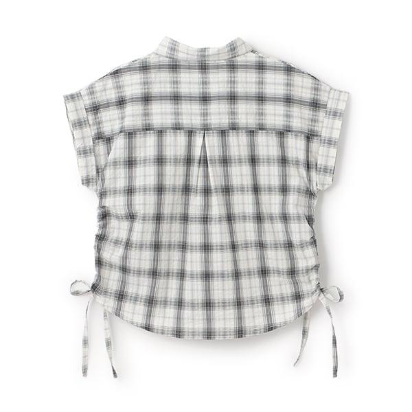 【純棉100%】格紋無袖抽繩襯衫