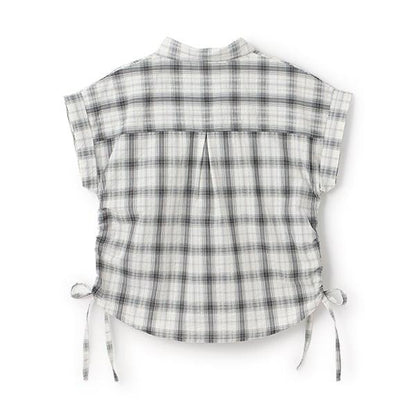 【純棉100%】格紋無袖抽繩襯衫