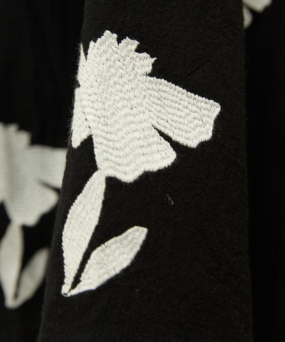 印度 花朵刺繡 單色 連衣裙/重棉夾層 連衣裙