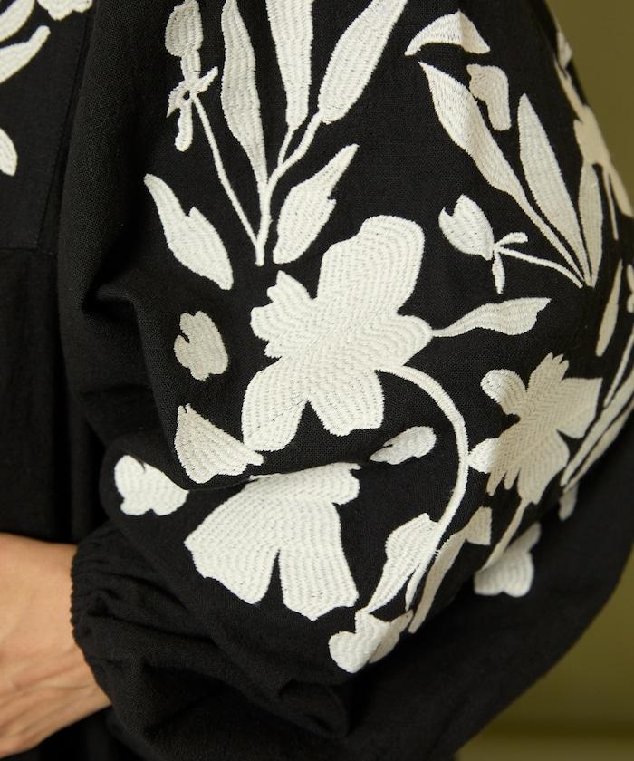 印度 花朵刺繡 單色 連衣裙/重棉夾層 連衣裙