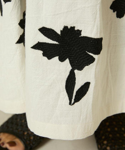 印度 花朵刺繡 單色 連衣裙/重棉夾層 連衣裙