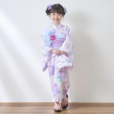 水彩繡球花圖案浴衣