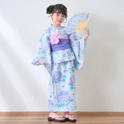 水彩繡球花圖案浴衣