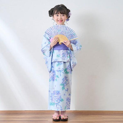 水彩繡球花圖案浴衣