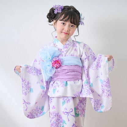 水彩繡球花圖案浴衣