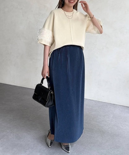 袖毛絨輕薄針織套頭衫