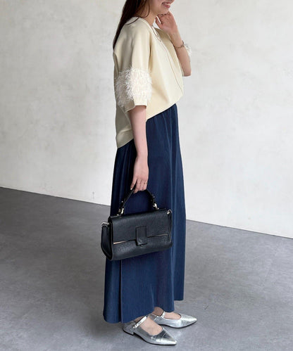 袖毛絨輕薄針織套頭衫