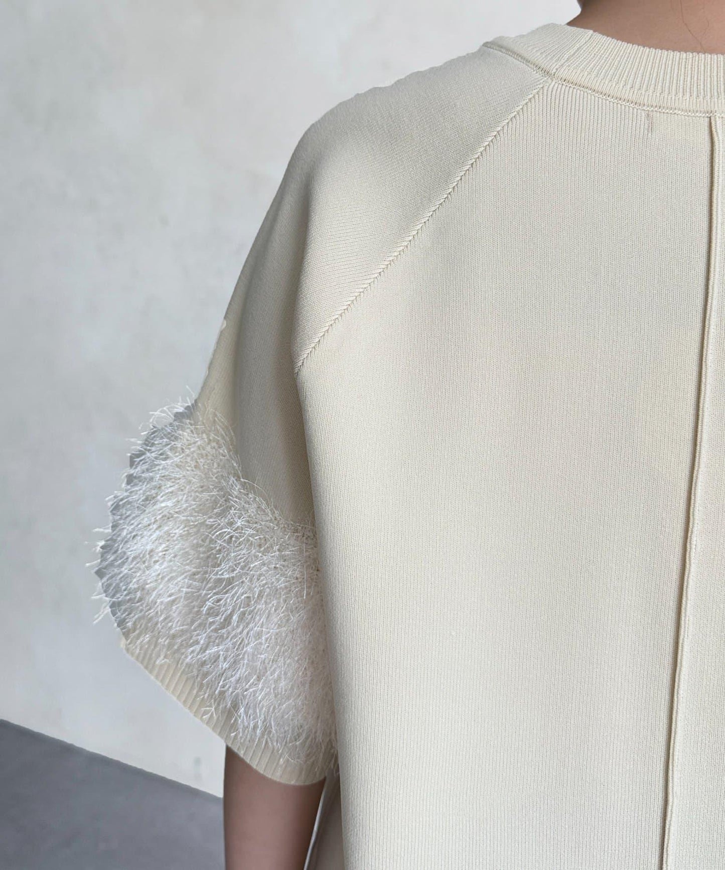 袖毛絨輕薄針織套頭衫