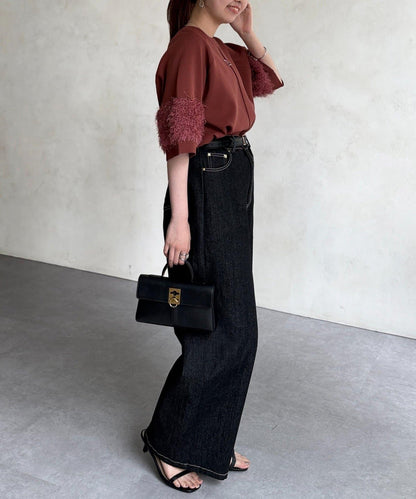 袖毛絨輕薄針織套頭衫