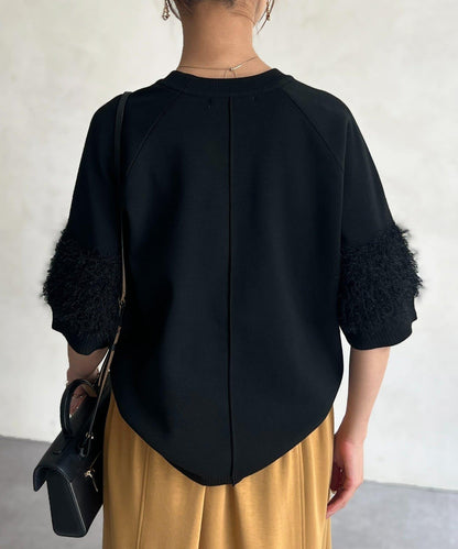 袖毛絨輕薄針織套頭衫