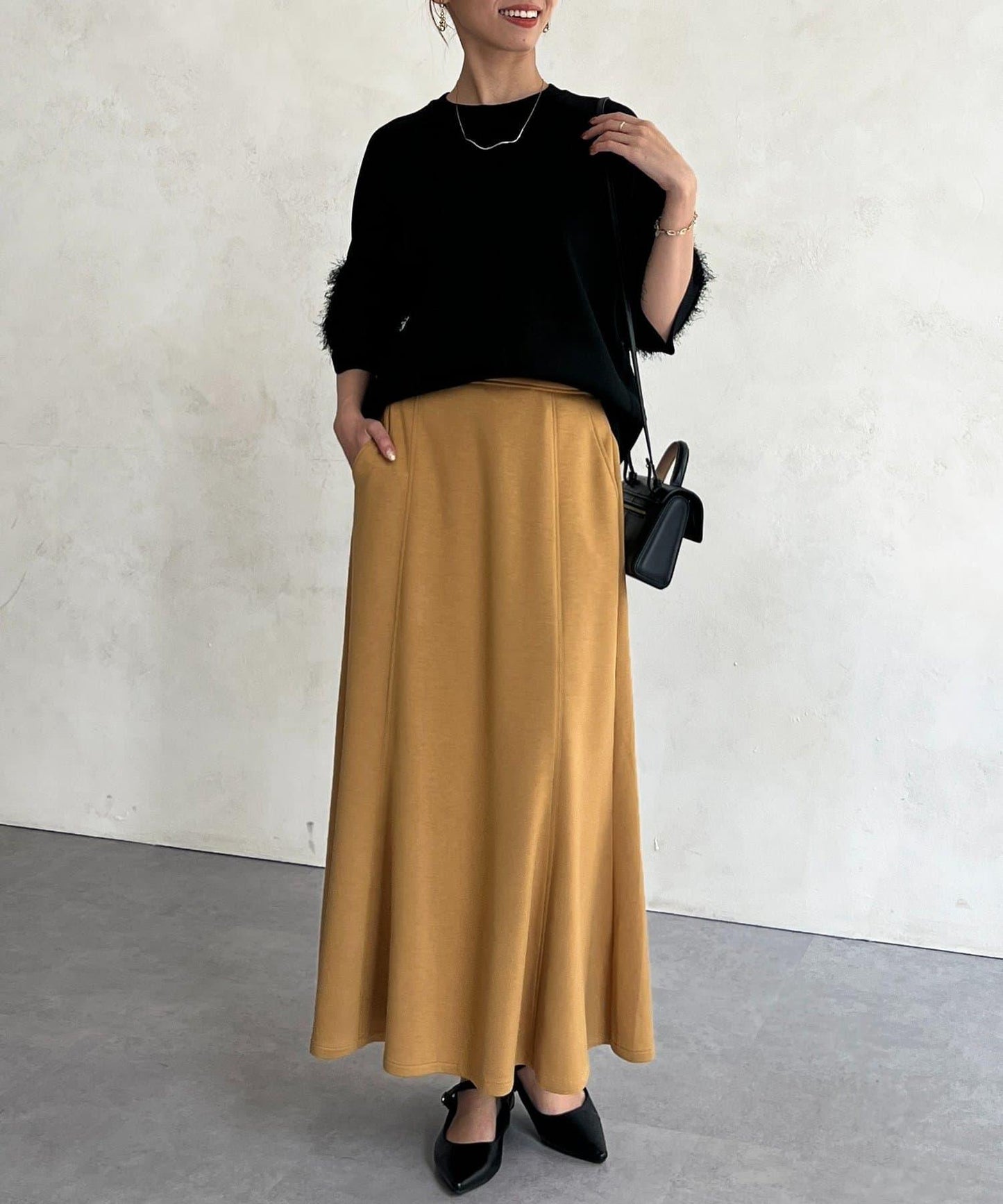 袖毛絨輕薄針織套頭衫