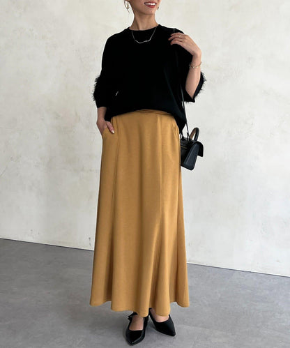 袖毛絨輕薄針織套頭衫