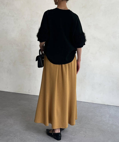 袖毛絨輕薄針織套頭衫