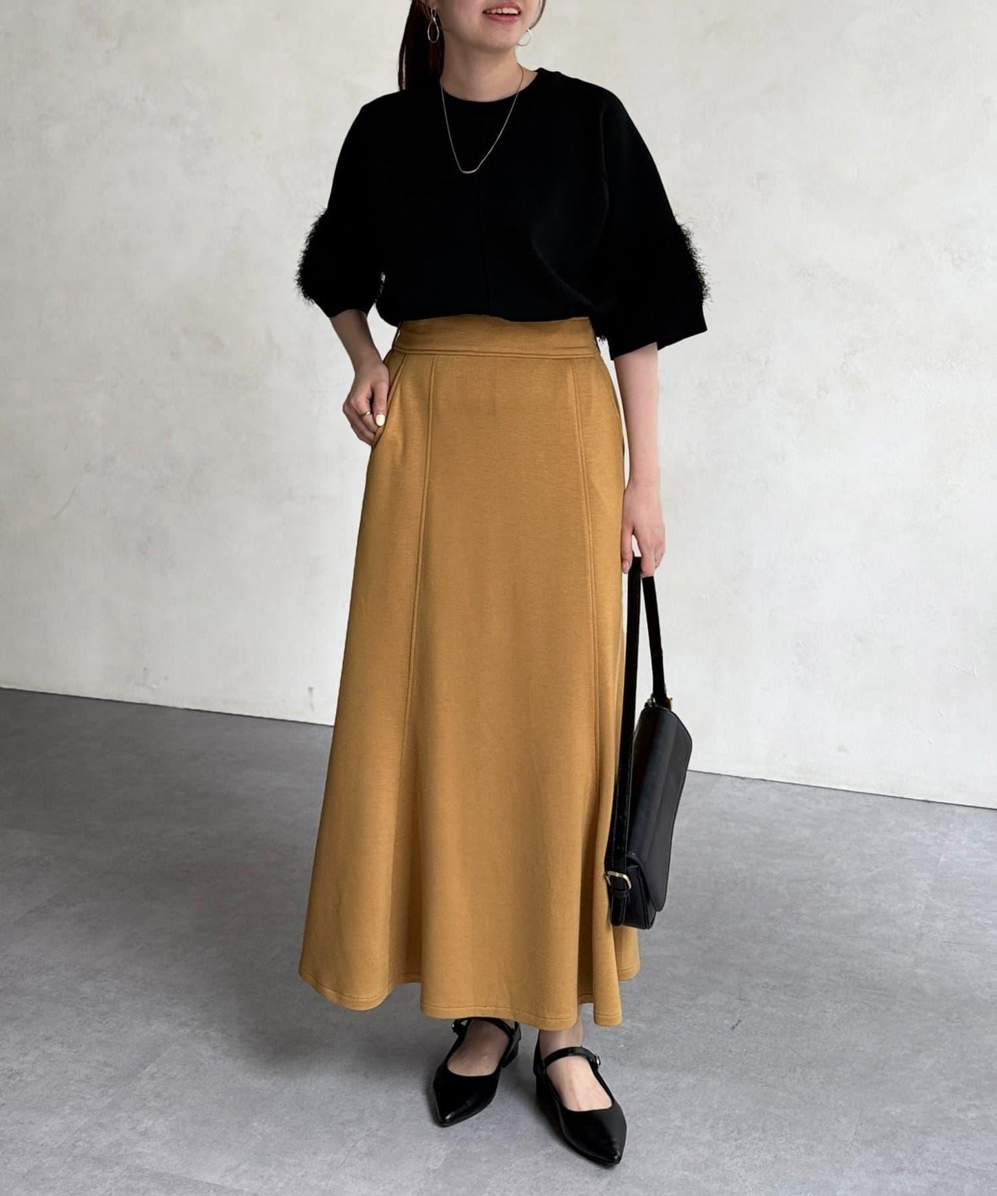 袖毛絨輕薄針織套頭衫