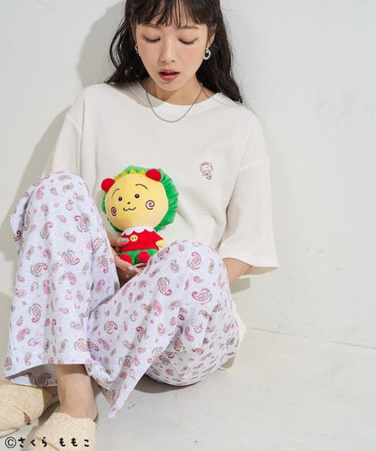 COJI-COJI 短袖室內服套裝/睡衣套裝/格紋T恤 毛巾褲套裝/印花褲