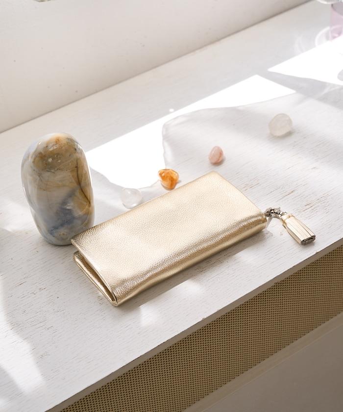 牛皮革 帶 流蘇 拉鍊 錢包