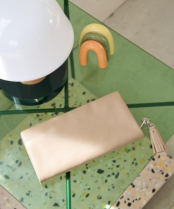 牛皮革 帶 流蘇 拉鍊 錢包