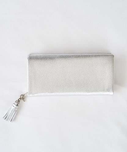 牛皮革 帶 流蘇 拉鍊 錢包