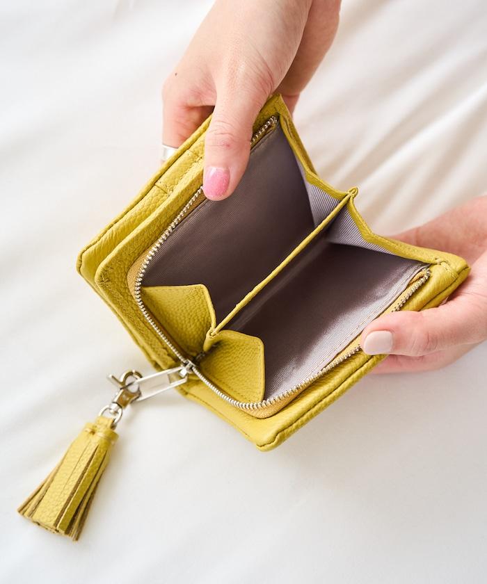 牛皮革 帶流蘇 小號 錢包