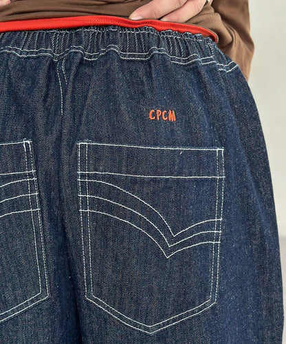 【ANYMAL】1點刺繡裾邊流蘇牛仔褲