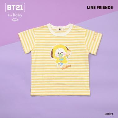 【《BT21》】貼布繡條紋短袖T恤
