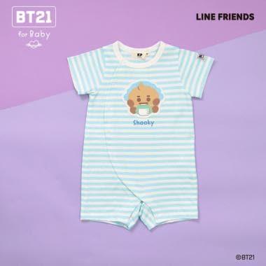 【《BT21》】貼布繡條紋短款連體衣