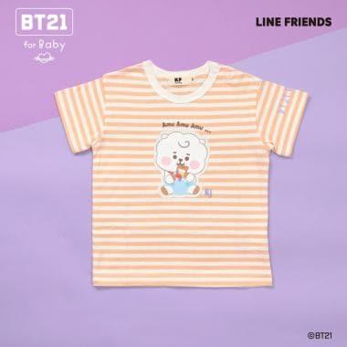 【《BT21》】貼布繡條紋短袖T恤