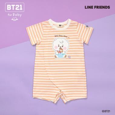 【《BT21》】貼布繡條紋短款連體衣