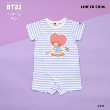 【《BT21》】貼布繡條紋短款連體衣