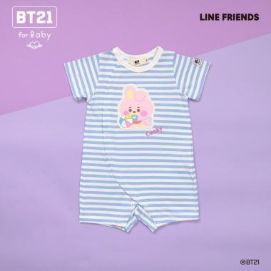 【《BT21》】貼布繡條紋短款連體衣